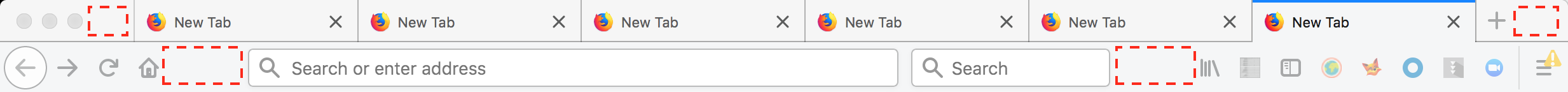 Application window header for Firefox Browser on MacOS
