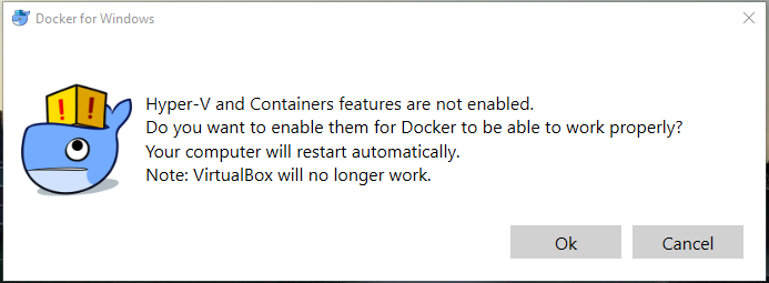 System error message from Docker