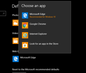 Screenshot of "Choose an app" feature in Windows 10